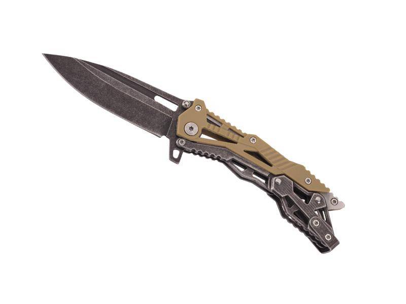 Herbertz COUTEAU HERBERTZ TOUT INOX NOIR 11,5CM NYLON KAKI INOX