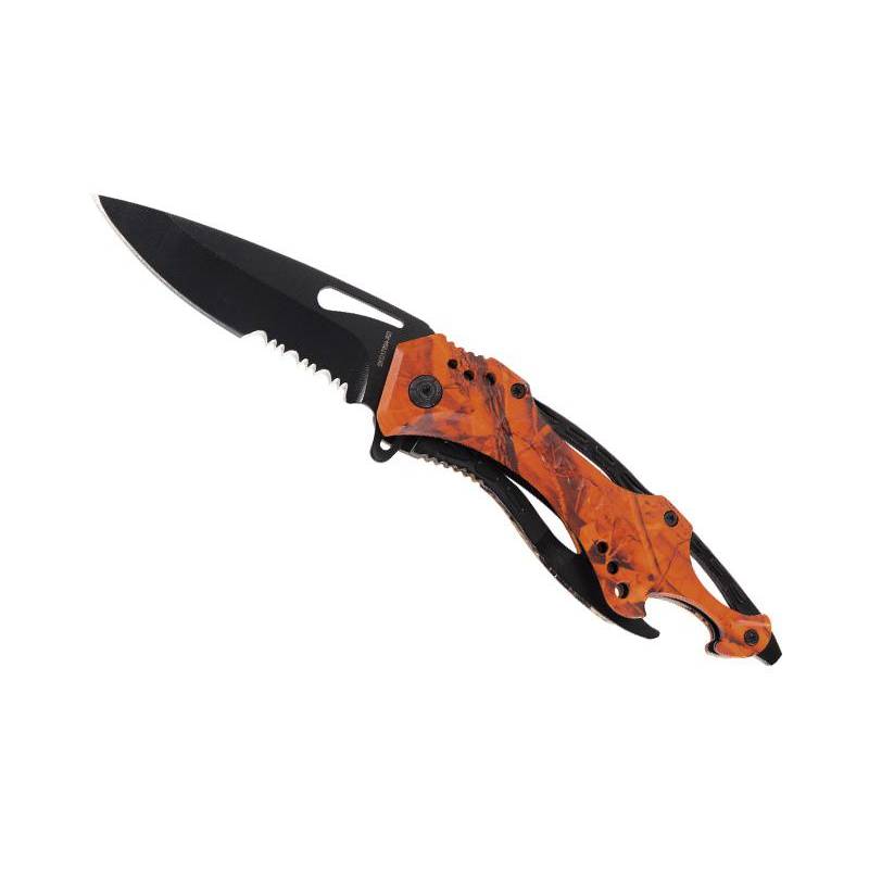 Herbertz COUTEAU HERBERTZ INOX CAMOUFLE ORANGE 12CM SEMI-DENTEE