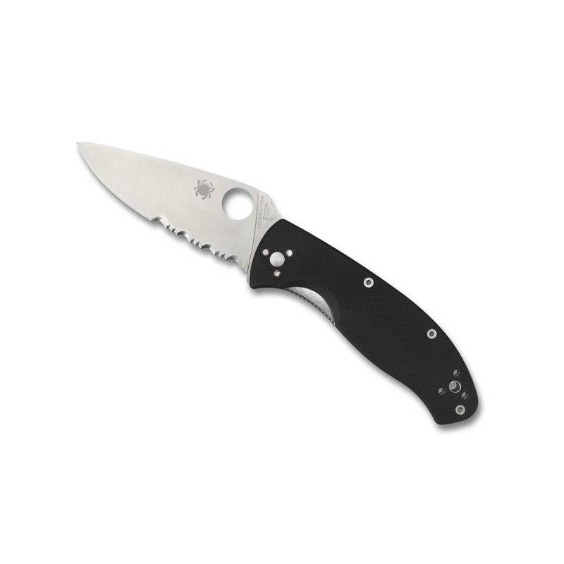 Spyderco Couteau Tenecious G10 - Noir semi-dentée