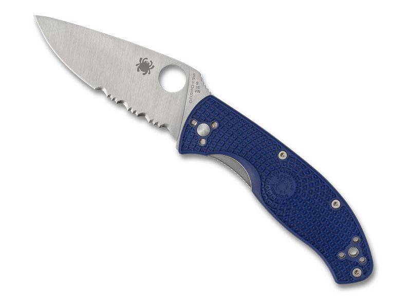 Spyderco Couteau Tenacious - Bleu semi-dentée