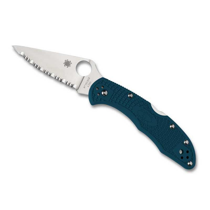 Spyderco Couteau Delica 4 K390 - Bleu à dents