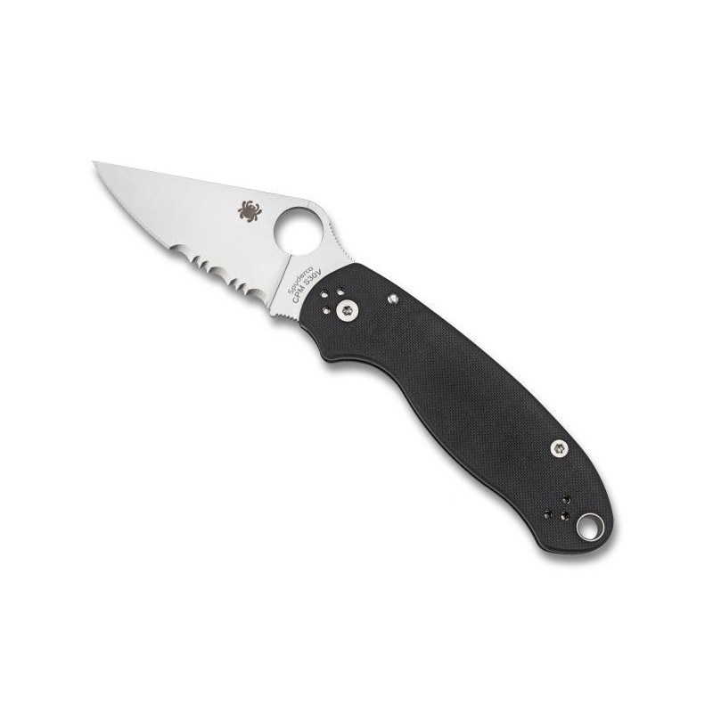 Spyderco Couteau PARA 3 G10 Noir Semi-dentée