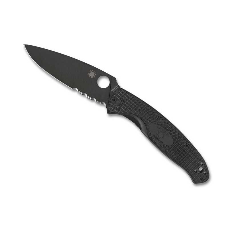 Spyderco Couteau Resilience tout noir semi-dentée