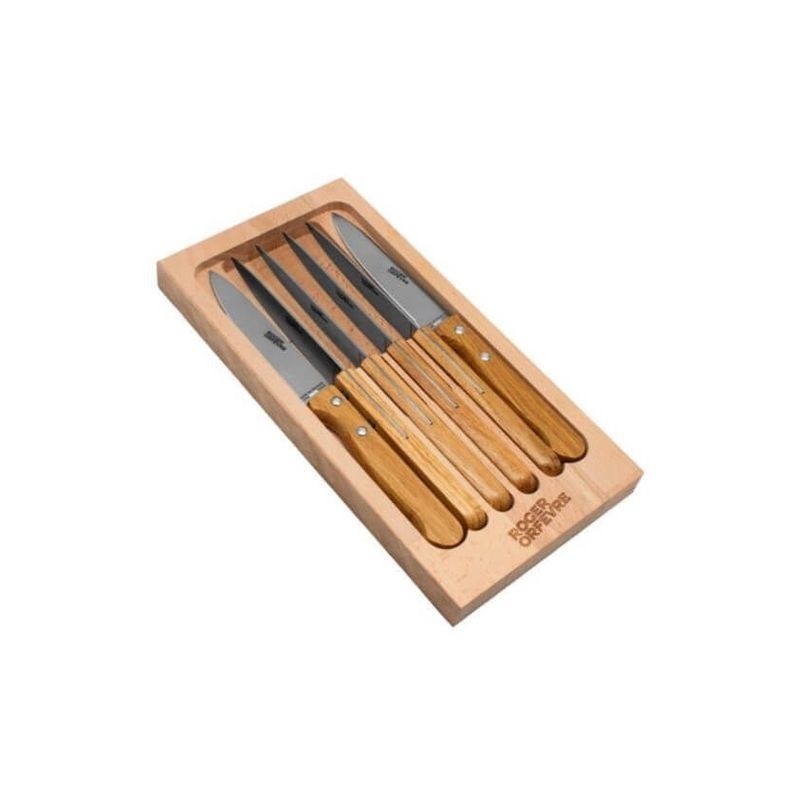 ROGER ORFEVRE Coffret 6 couteaux à steack inox chêne