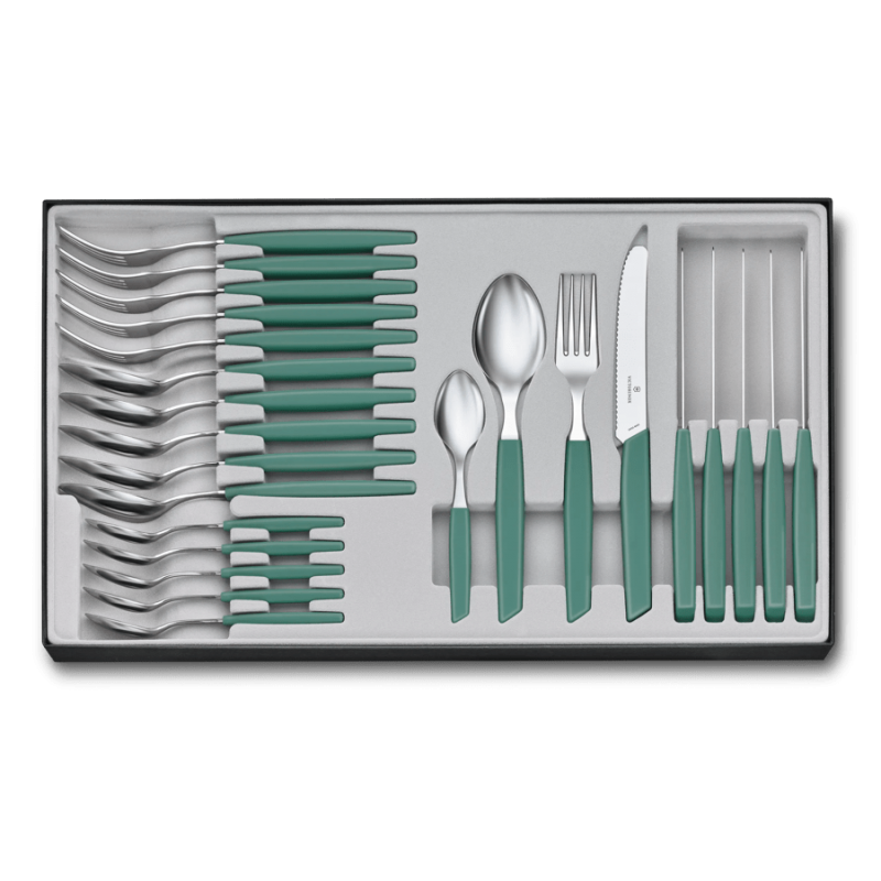 Victorinox Ménagère 24 pièces Swiss Modern table vert sauge