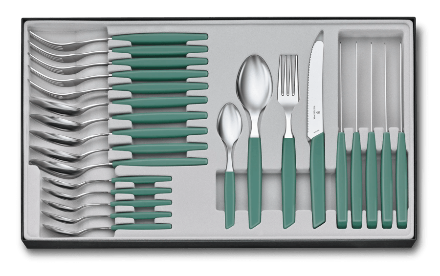 Victorinox Ménagère 24 pièces Swiss Modern table vert sauge