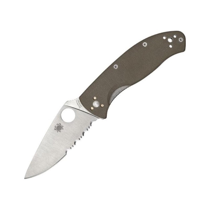 Spyderco Couteau Tenacious G10 Marron Semi-dentee