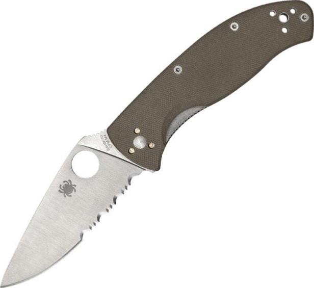 Spyderco Couteau Tenacious G10 Marron Semi-dentee