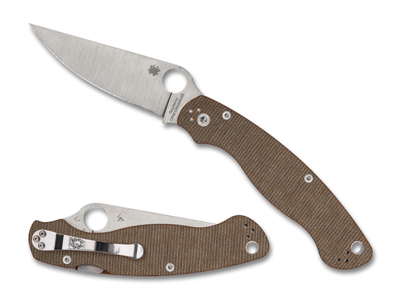 Spyderco Couteau Military 2 Micarta Brun Cru-wear