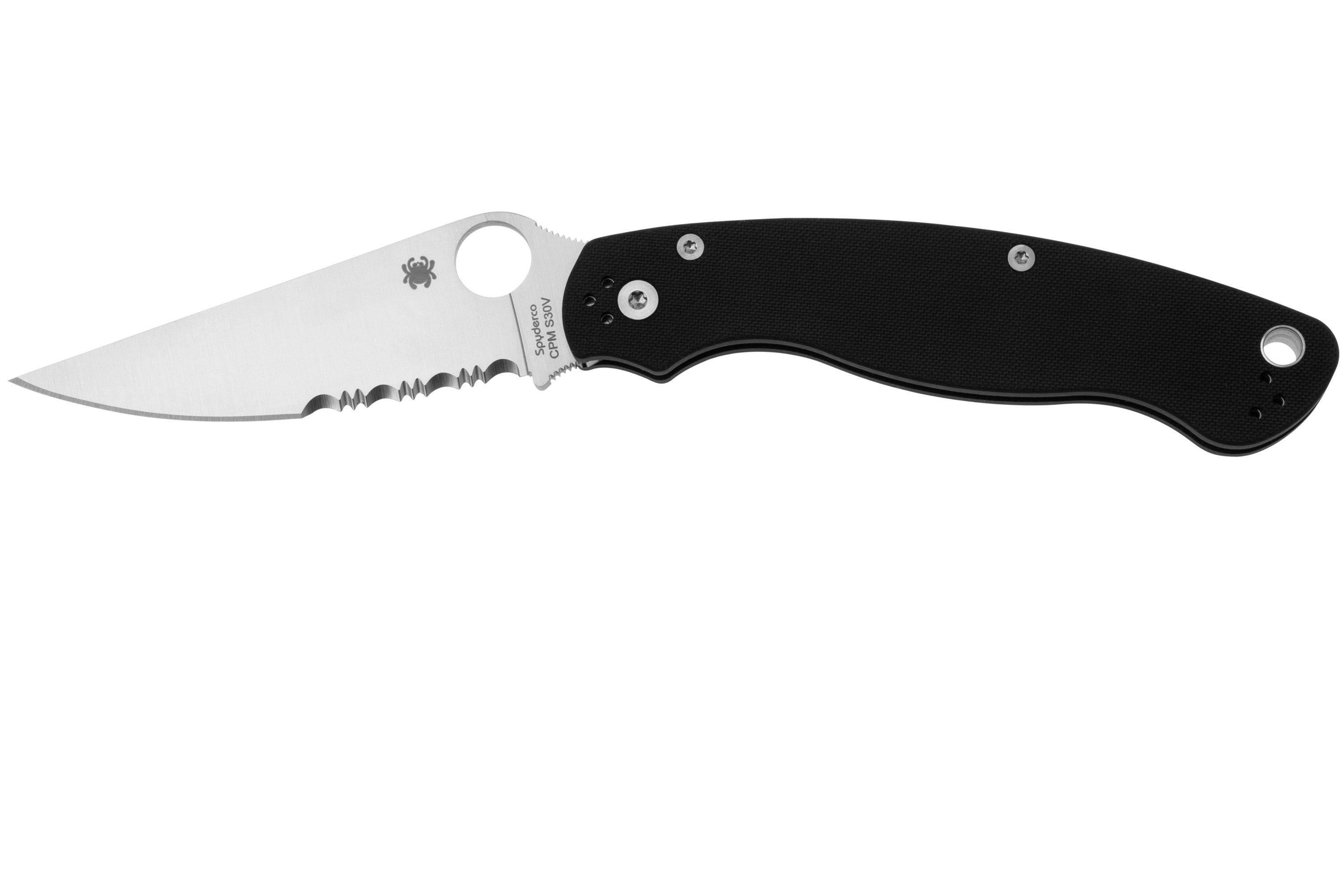 Spyderco Couteau Military 2 G10 Noir Semi-dentee