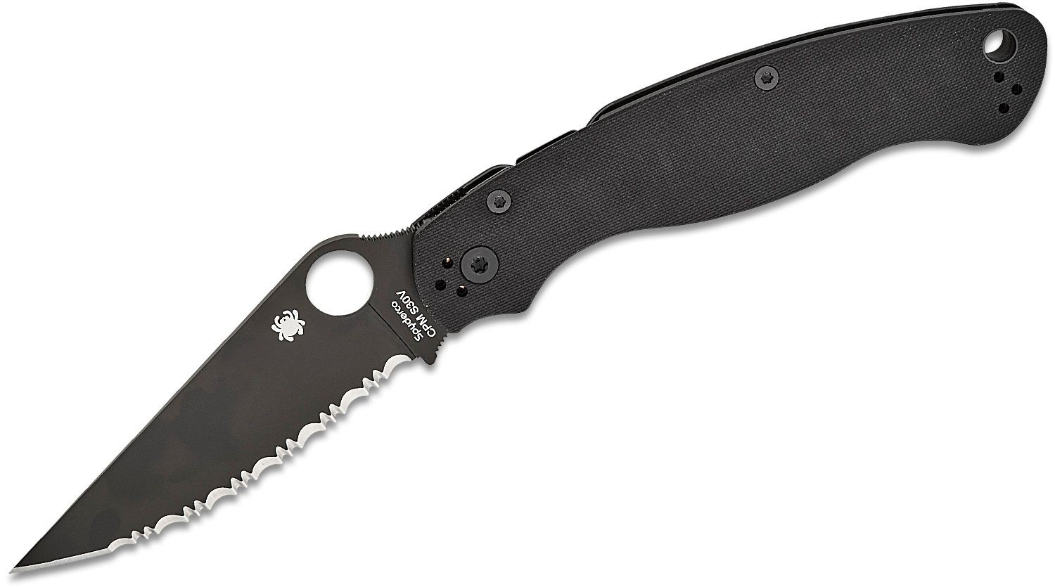 Spyderco Couteau Military 2 G10 Tout Noir A Dents