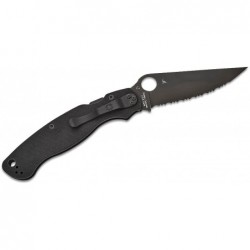 Spyderco Couteau Military 2 G10 Tout Noir A Dents - Image 2