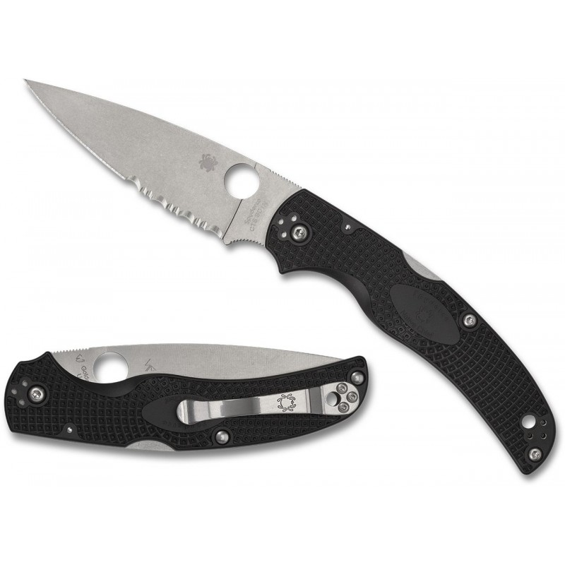 Spyderco Couteau Native Chief Noir Semi-dentee