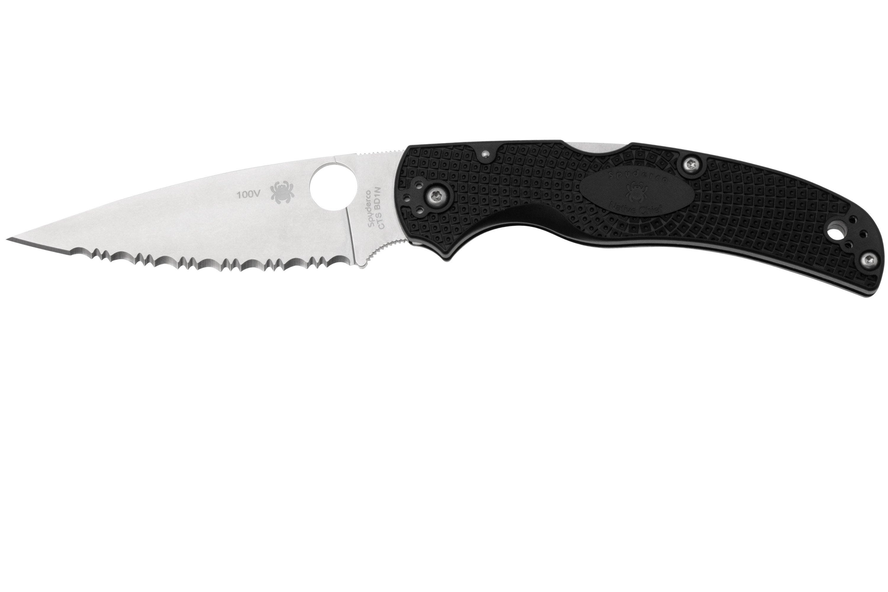 Spyderco Couteau Native Chief Noir A Dents