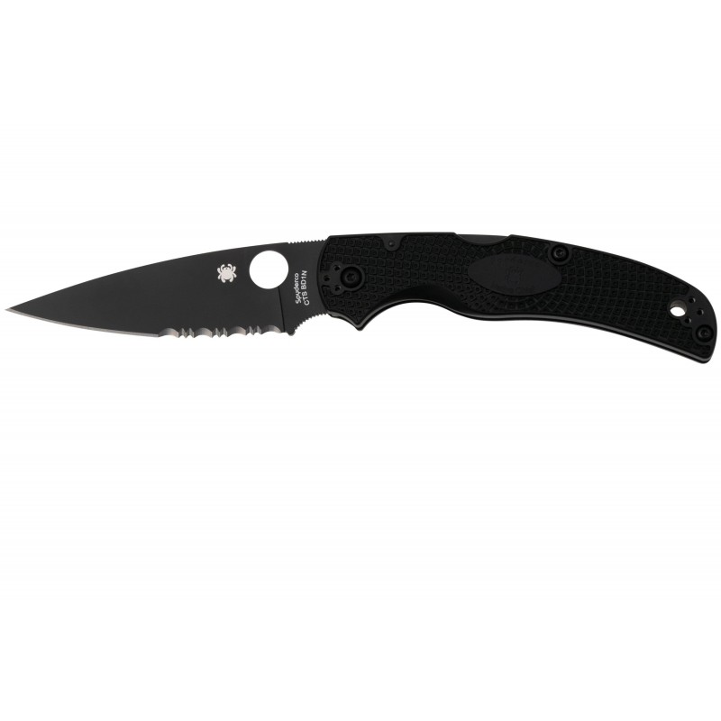 Spyderco Couteau Native Chief Tout Noir Semi-dentee
