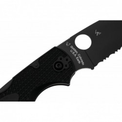 Spyderco Couteau Native Chief Tout Noir Semi-dentee - Image 5
