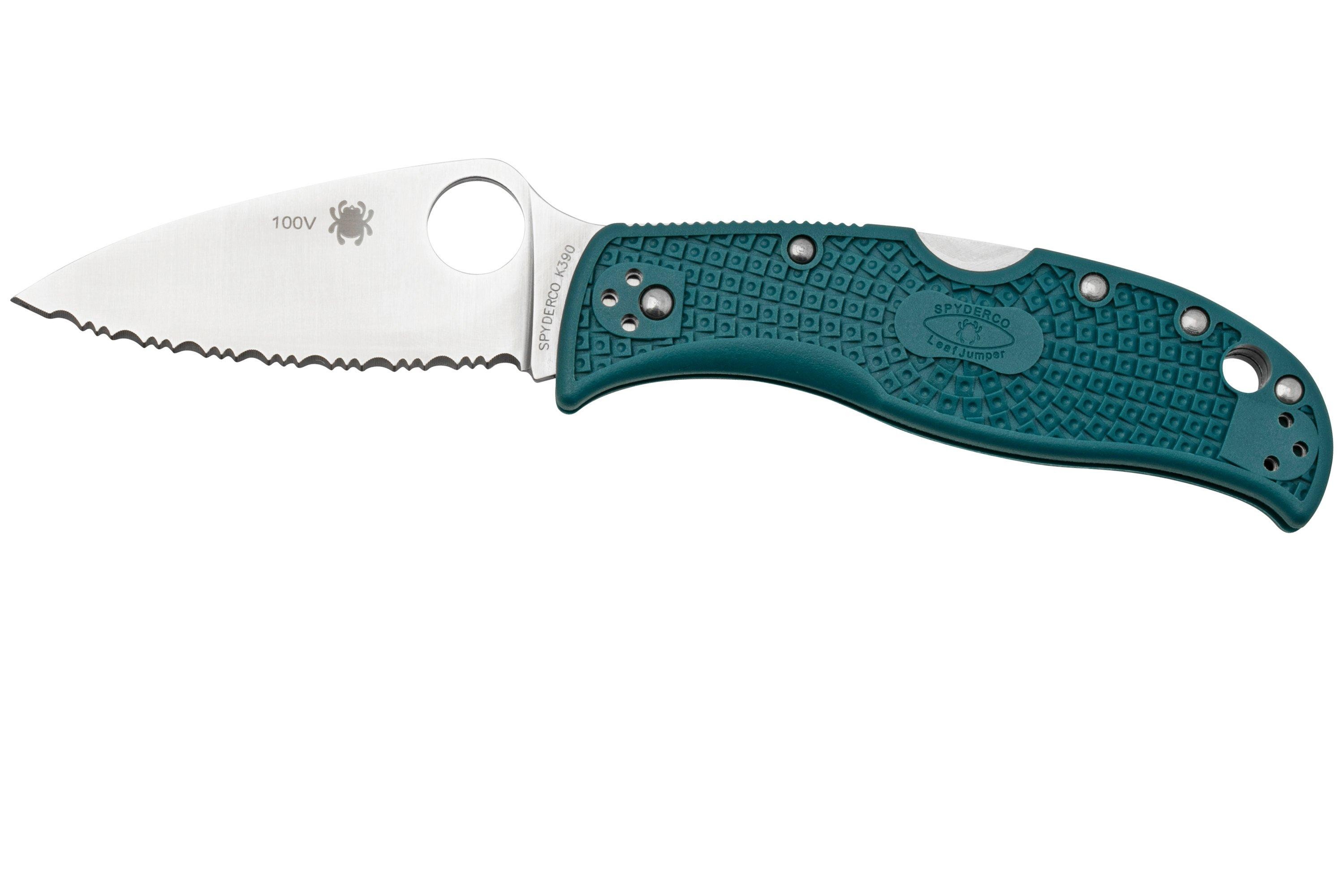 Spyderco Couteau Leafjumper K390 Bleu A Dents