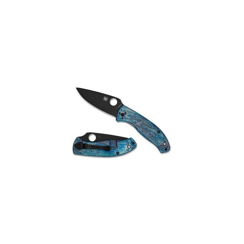 Spyderco COUTEAU SPYDERCO TENACIOUS TITANIUM BLEU LAME NOIRE