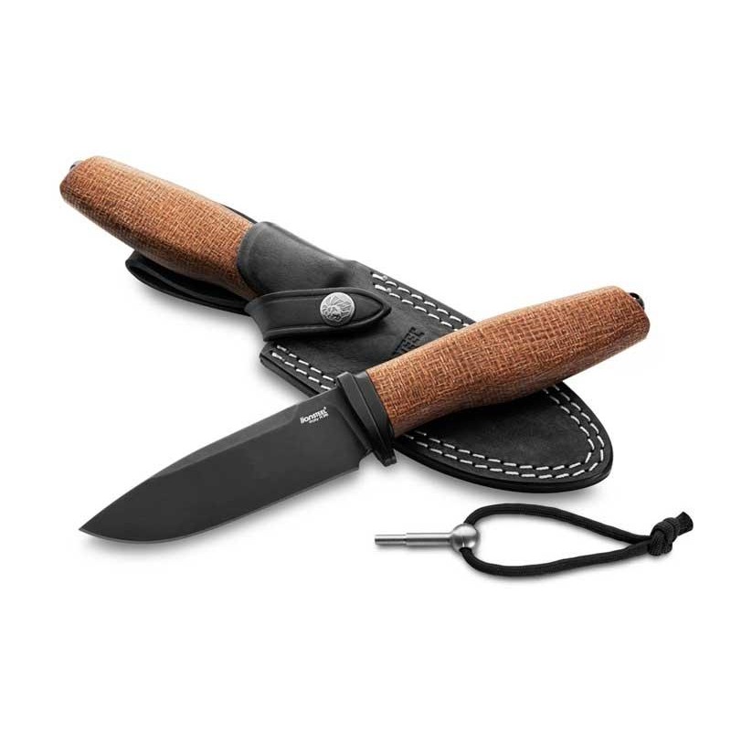 Lionsteel Poignard acha micarta naturel lame noire