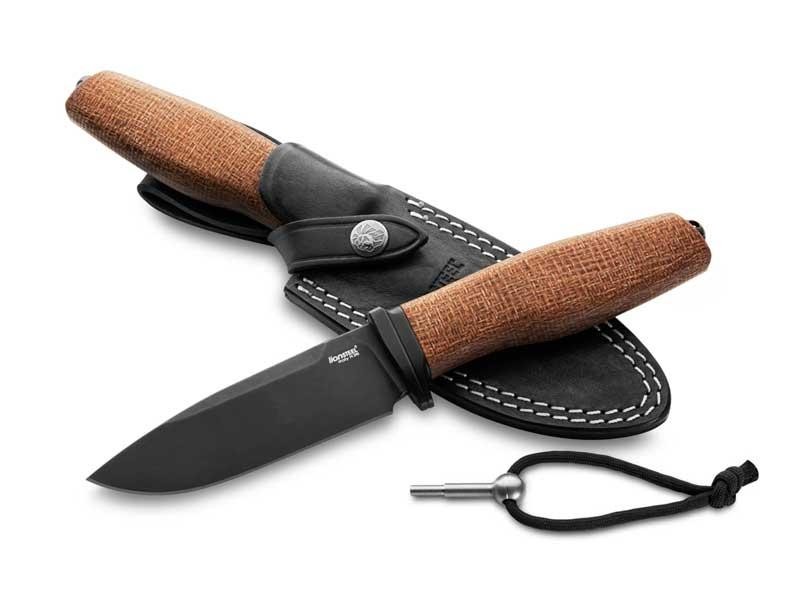 Lionsteel Poignard acha micarta naturel lame noire