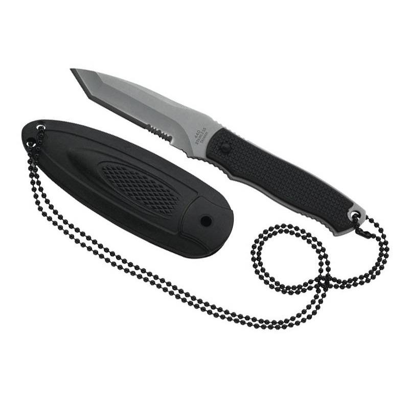 Herbertz COUTEAU DE COU HERBERTZ NOIR 7 CM 440 SEMI-DENTEE + ETUI